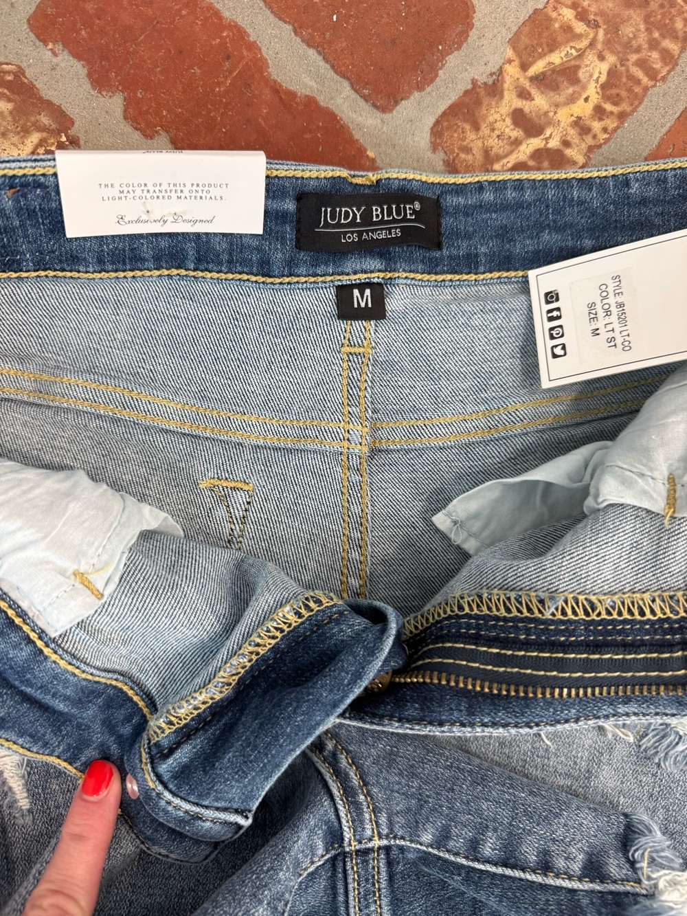 Judy Blue Distressed Denim Shorts - Light Blue - Picture 3 of 3